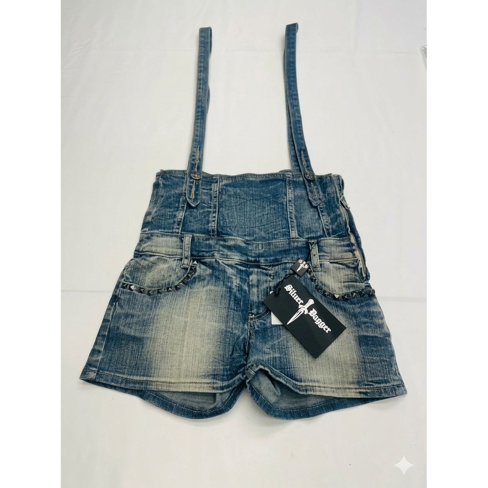 NWT Silver Dagger Archive Y2K Corset Suspender Denim Shorts Size 27